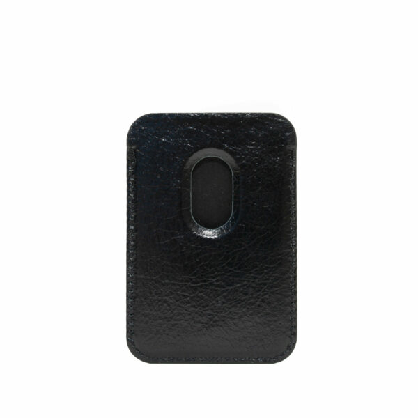 Genuine Leather MagSafe Card Holder / Magnetic Case For iPhone - Black